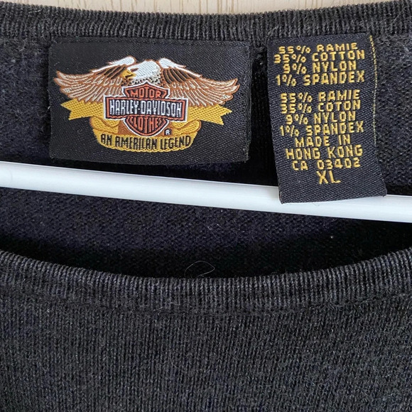 Harley Davidson Women's Black Knit Sparkle Stripe Pull Over Sweater Size XL - Picture 4 of 11
